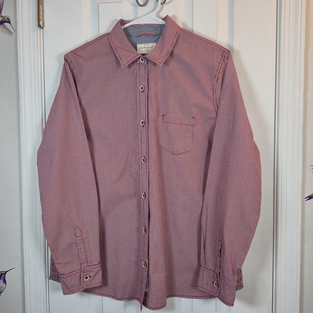 Weatherproof Vintage Red Micro-Gingham Cotton Button Down